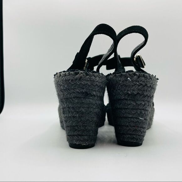 Pons Quintana Lydia Black Suede Espadrille Wedge Sandals - Picture 3 of 5
